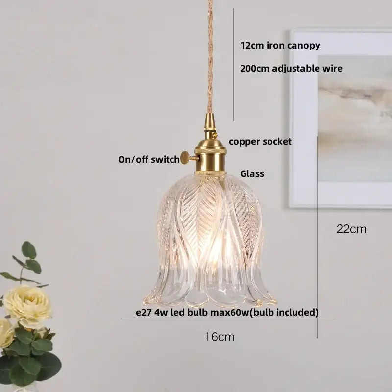Decorbites clear leaf gold textured glass pendant light dining room