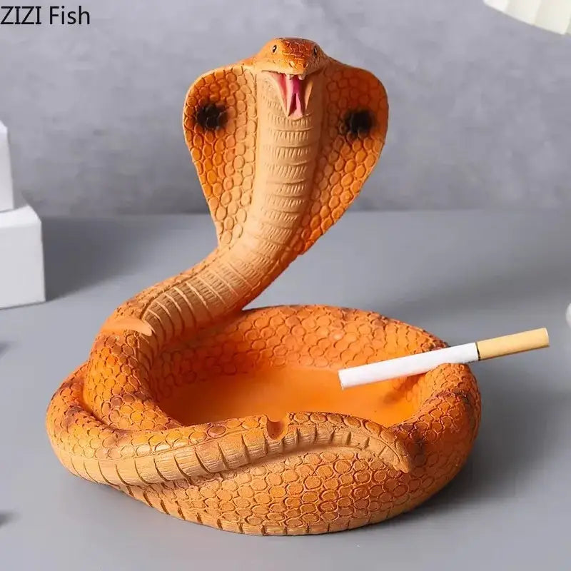 Decorbites cobra ashtray orange resin office smoking accessory