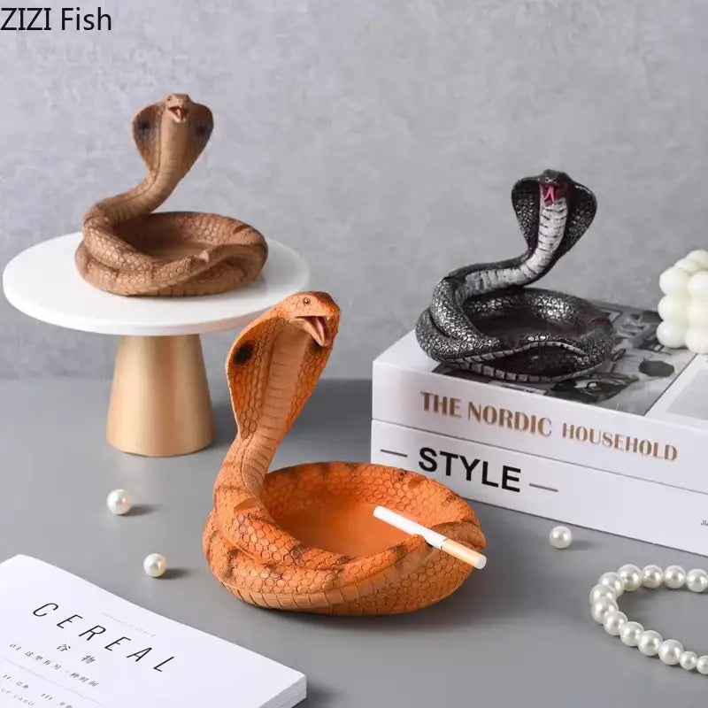 Decorbites cobra ashtray orange resin office smoking accessory