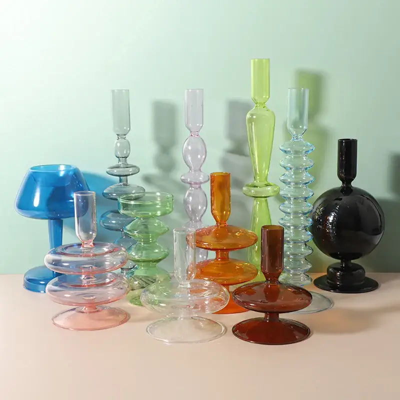 Stylish translucent colored glass vase living room candle holder