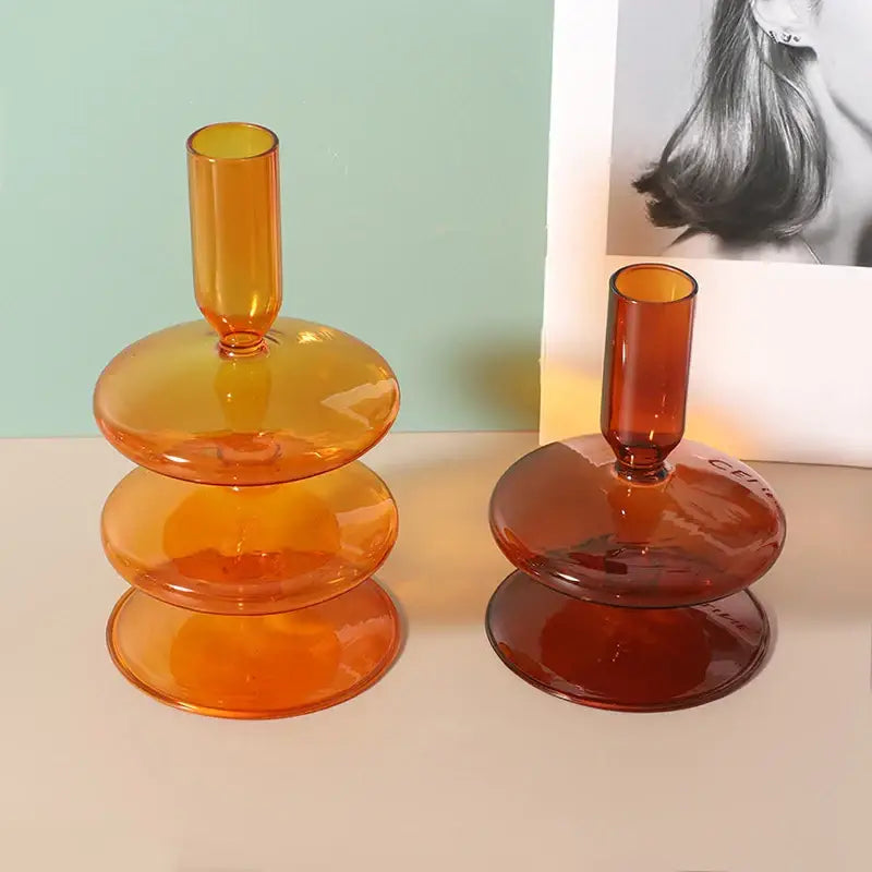 Stylish translucent colored glass vase living room candle holder