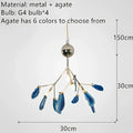 Decorbites colorful agate led leaf chandelier bedroom pendant light