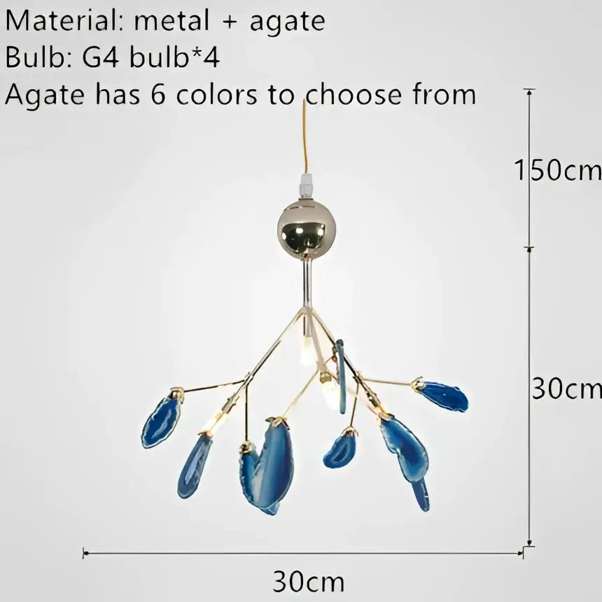 Decorbites colorful agate led leaf chandelier bedroom pendant light