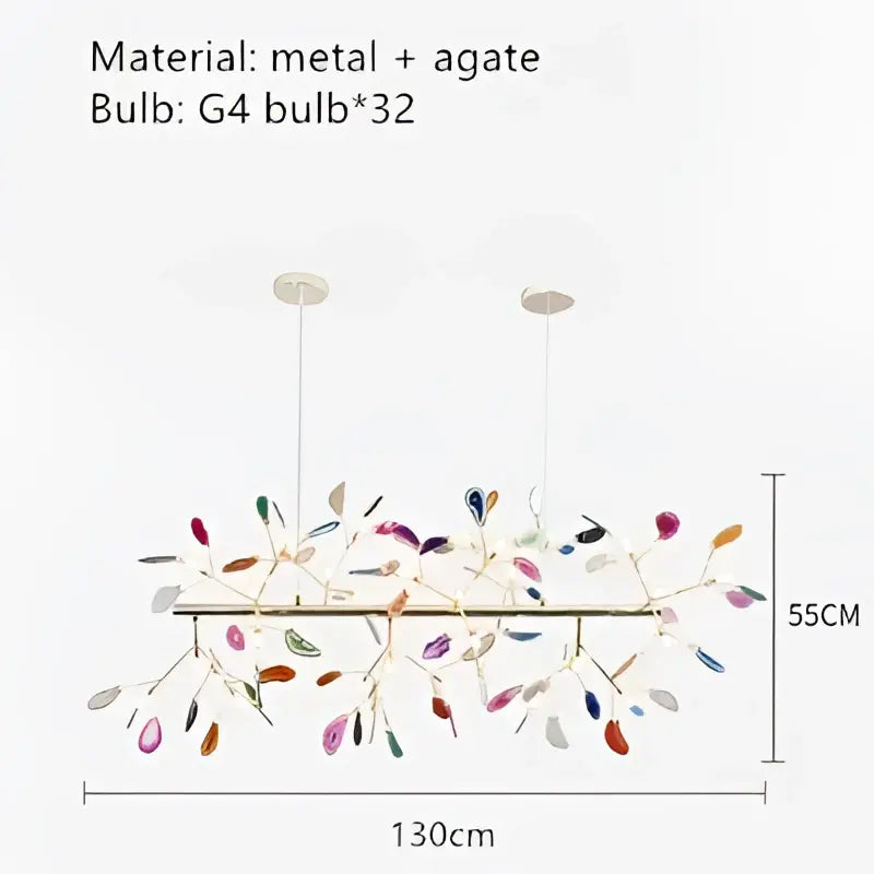 Decorbites colorful agate led leaf chandelier bedroom pendant light