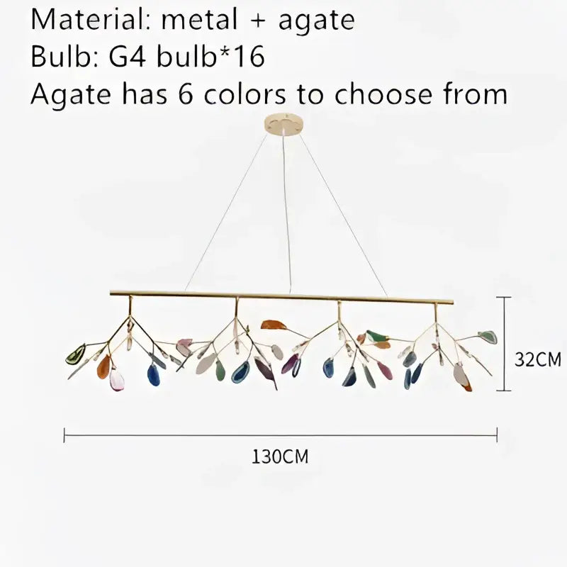 Decorbites colorful agate led leaf chandelier bedroom pendant light