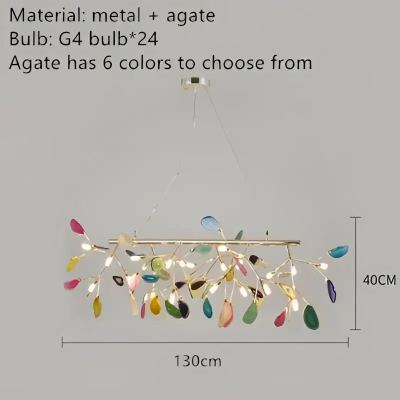 Decorbites colorful agate led leaf chandelier bedroom pendant light
