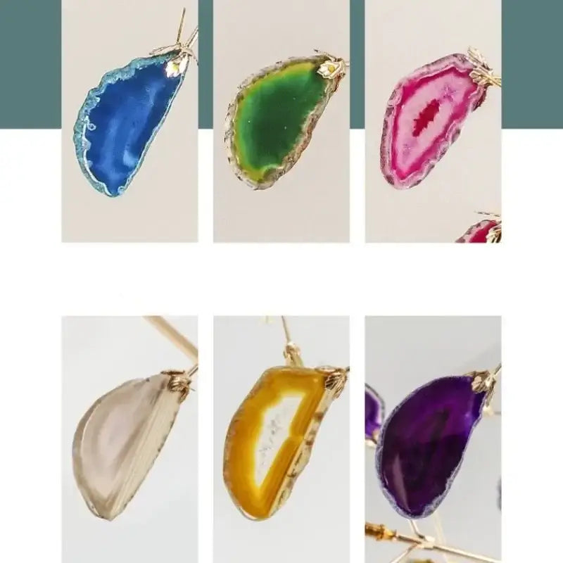 Decorbites colorful agate led leaf chandelier bedroom pendant light