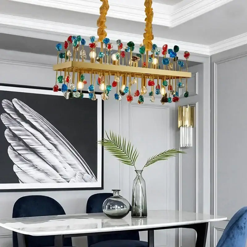 Decorbites colorful crystal chandelier dining room pendant light