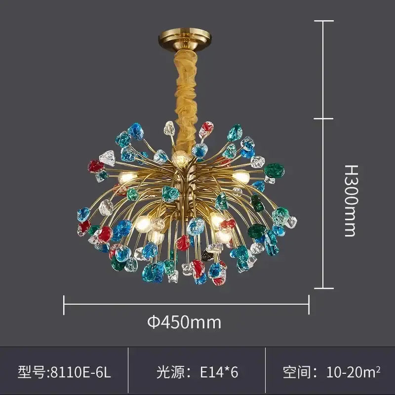 Decorbites colorful crystal chandelier dining room pendant light