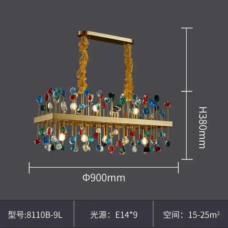 Decorbites colorful crystal chandelier dining room pendant light