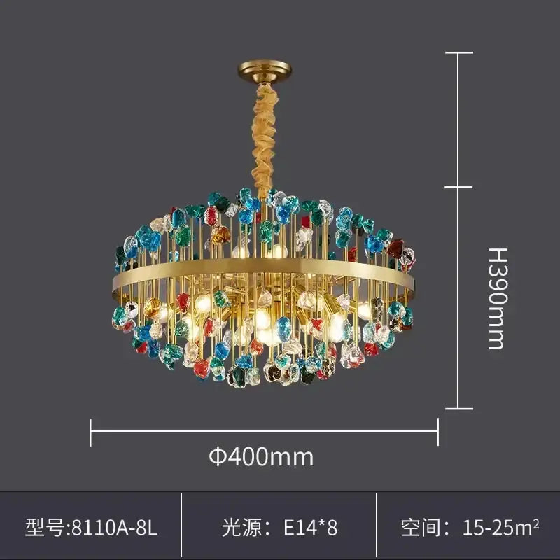 Decorbites colorful crystal chandelier dining room pendant light