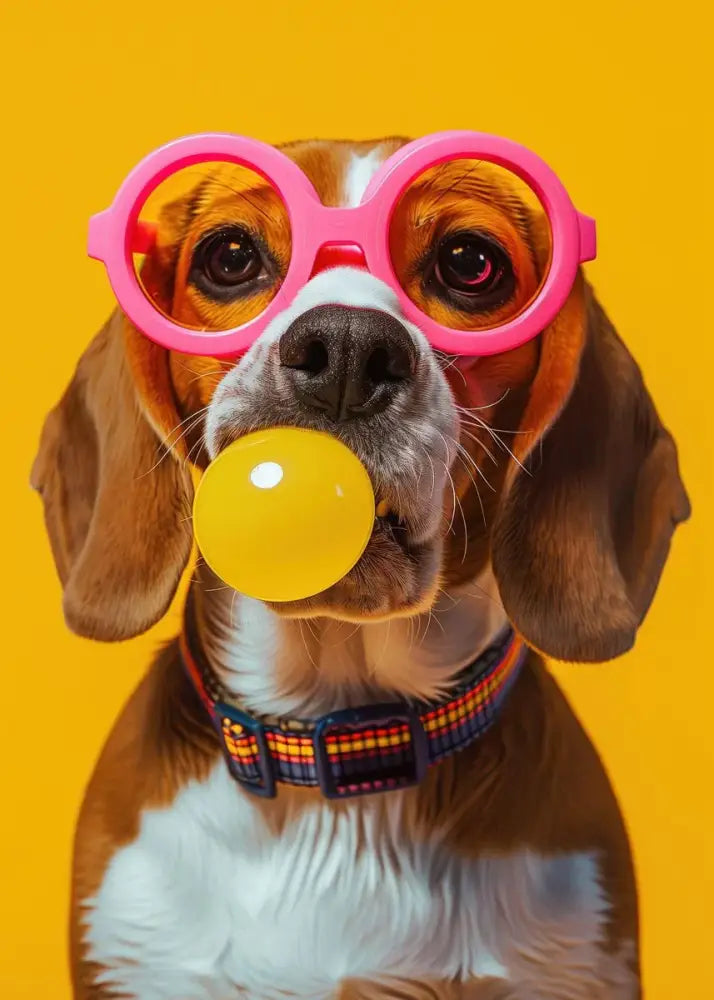 Vibrant colorful dog sunglasses canvas wall art living room decor