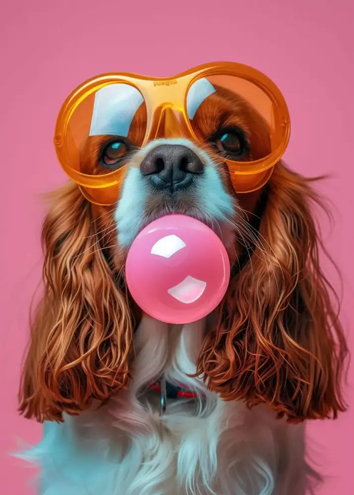 Vibrant colorful dog sunglasses canvas wall art living room decor