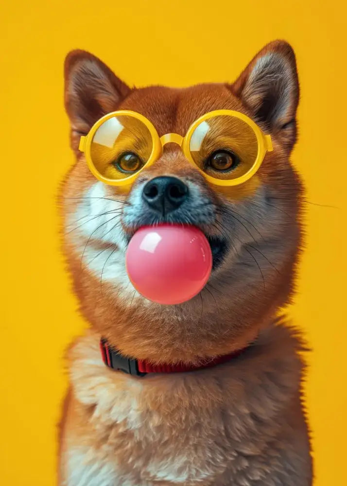 Vibrant colorful dog sunglasses canvas wall art living room decor