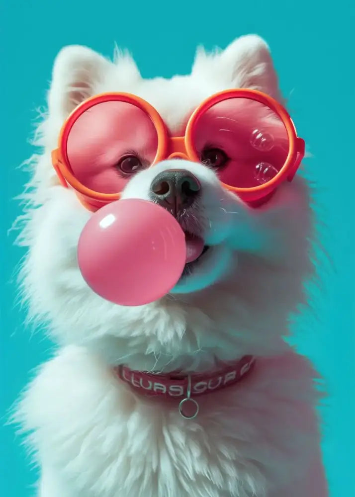 Vibrant colorful dog sunglasses canvas wall art living room decor