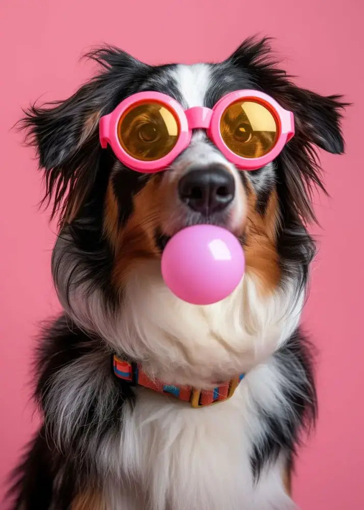 Vibrant colorful dog sunglasses canvas wall art living room decor