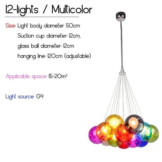 Decorbites colorful glass ball pendant light dining room chandelier
