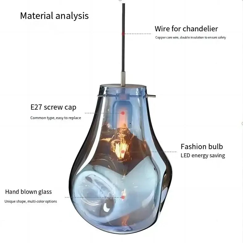 Decorbites colorful glass chandelier dining room pendant light