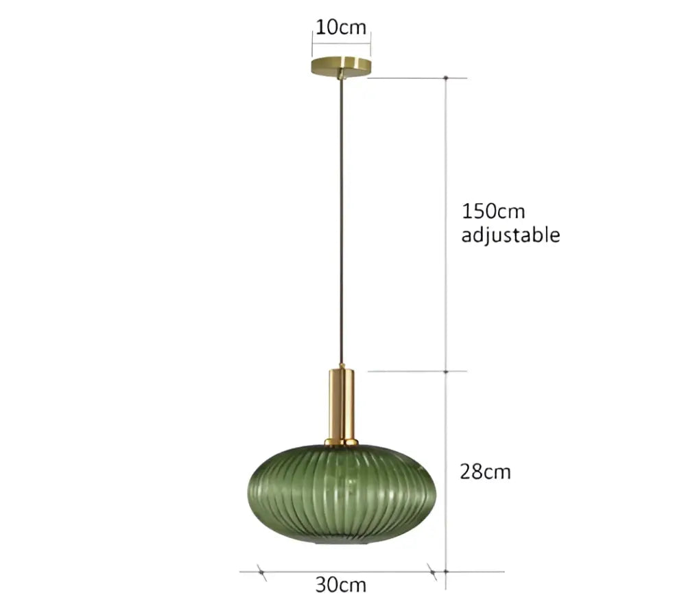 Retro ribbed amber glass pendant lights for dining room