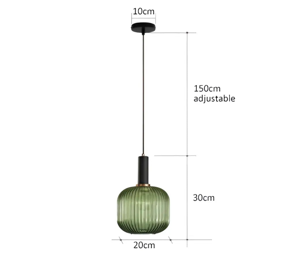 Retro ribbed amber glass pendant lights for dining room
