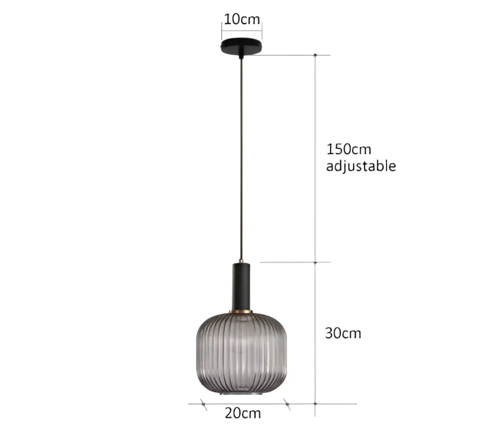 Retro ribbed amber glass pendant lights for dining room
