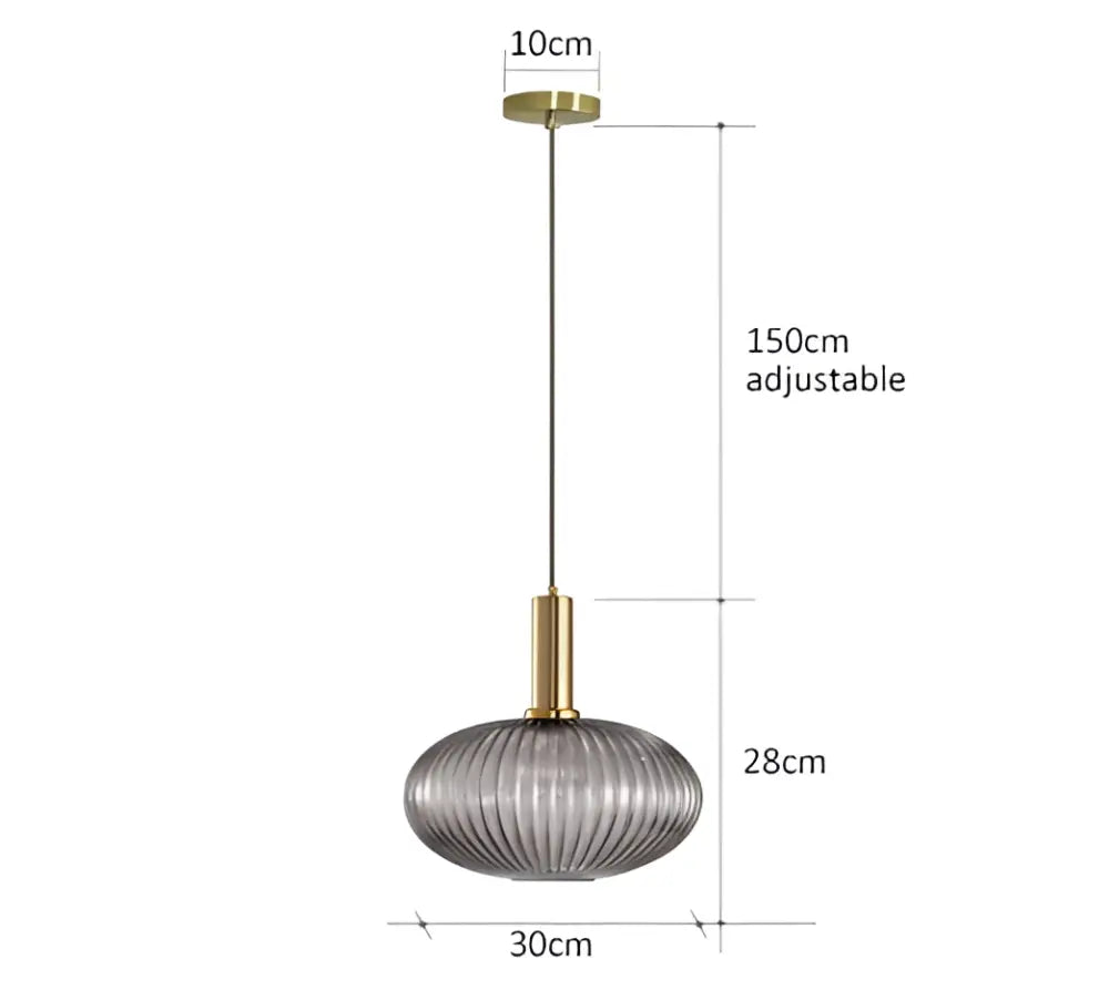 Retro ribbed amber glass pendant lights for dining room