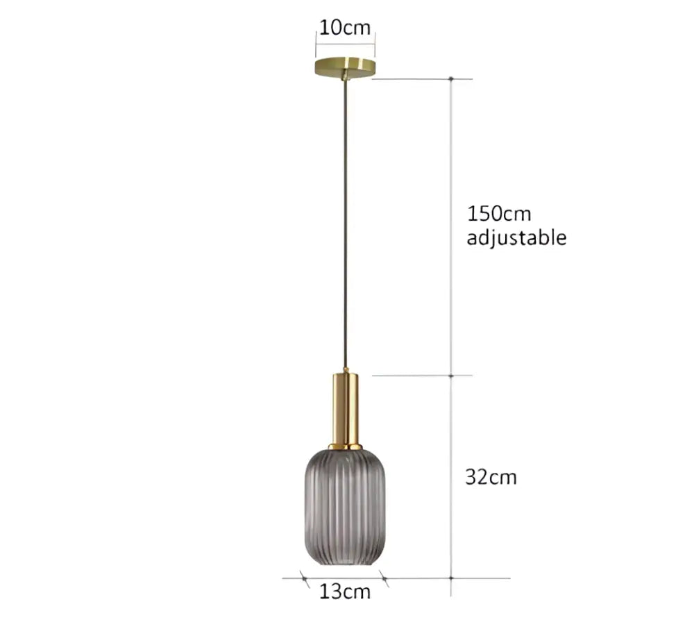 Retro ribbed amber glass pendant lights for dining room