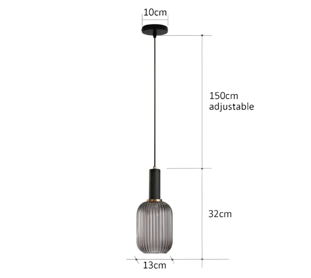 Retro ribbed amber glass pendant lights for dining room
