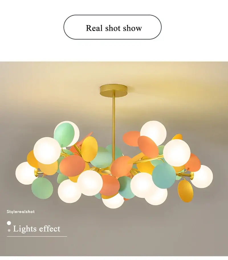 Modern brass colorful led branch chandelier living room light