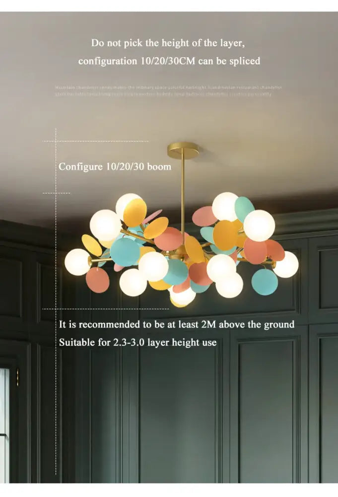 Modern brass colorful led branch chandelier living room light