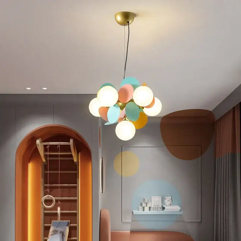 Modern brass colorful led branch chandelier living room light