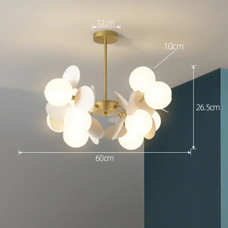 Modern brass colorful led branch chandelier living room light