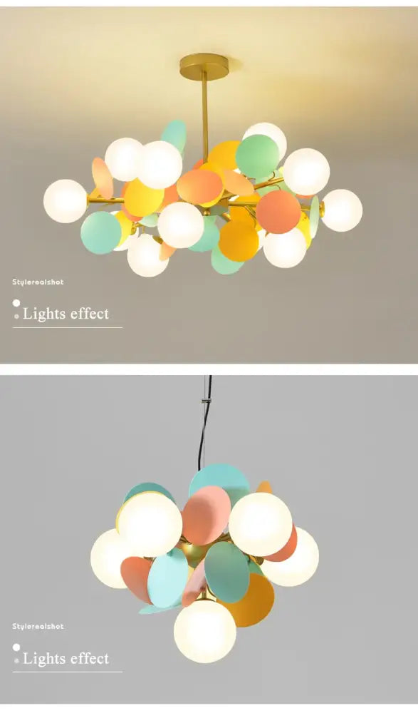 Modern brass colorful led branch chandelier living room light