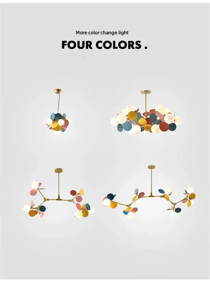 Modern brass colorful led branch chandelier living room light