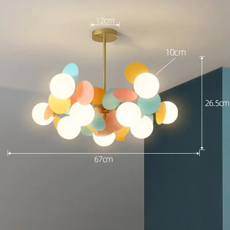 Modern brass colorful led branch chandelier living room light