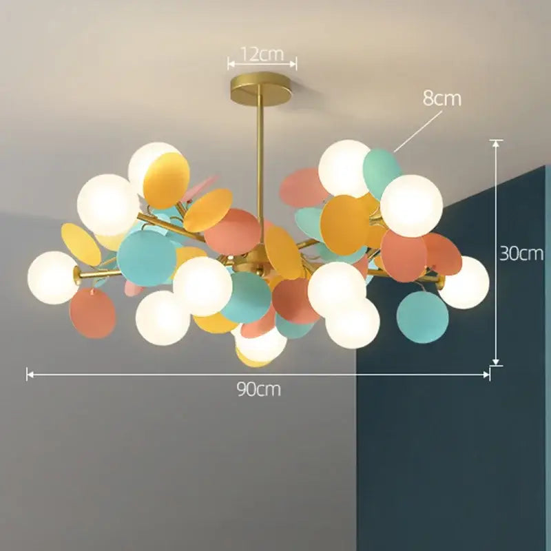 Modern brass colorful led branch chandelier living room light