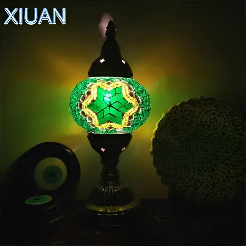 Decorbites colorful mosaic table lamp bedroom brass stained glass