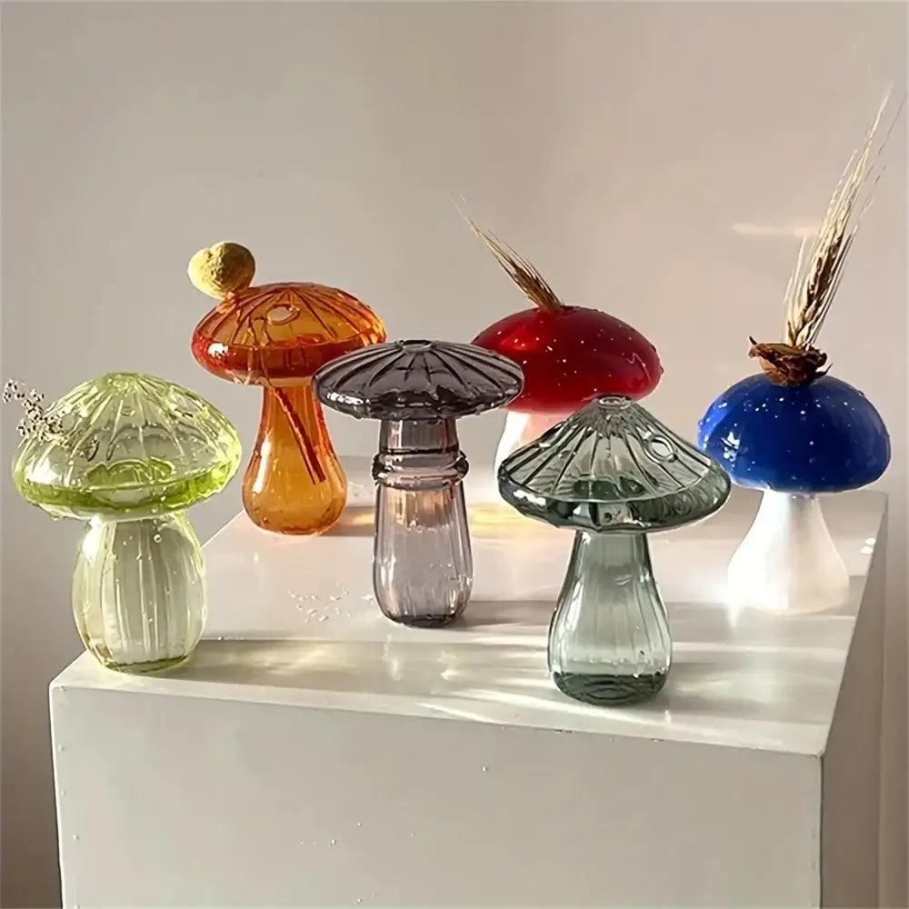 Rainbow gradient glass mushroom vase living room colorful home decor