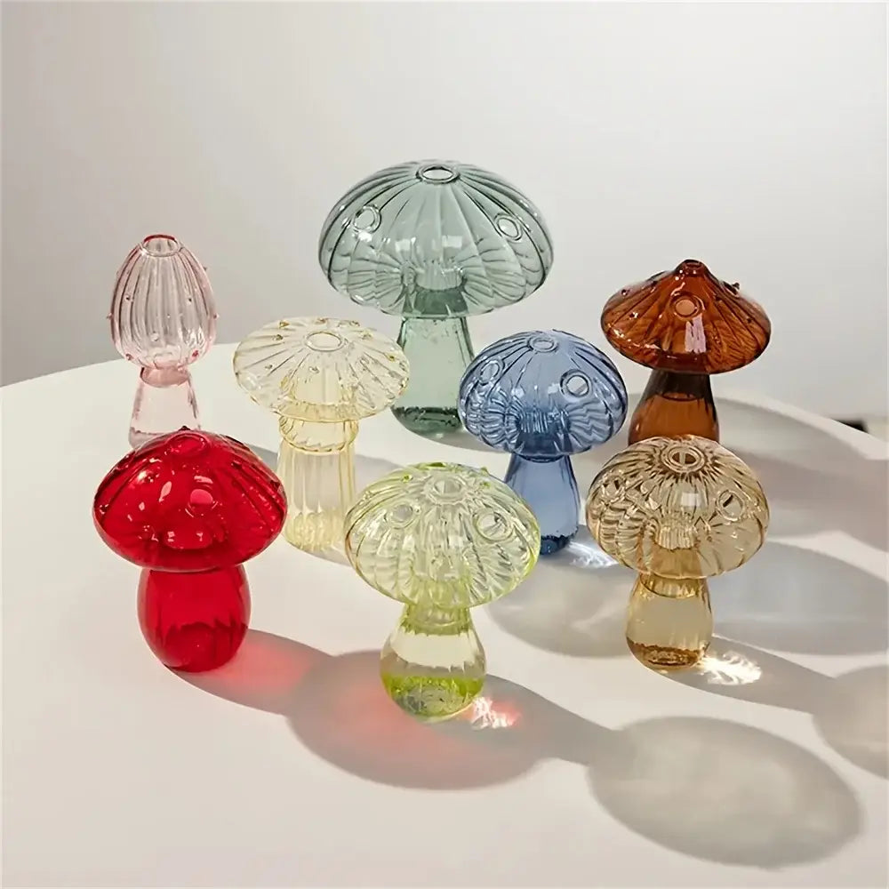 Rainbow gradient glass mushroom vase living room colorful home decor