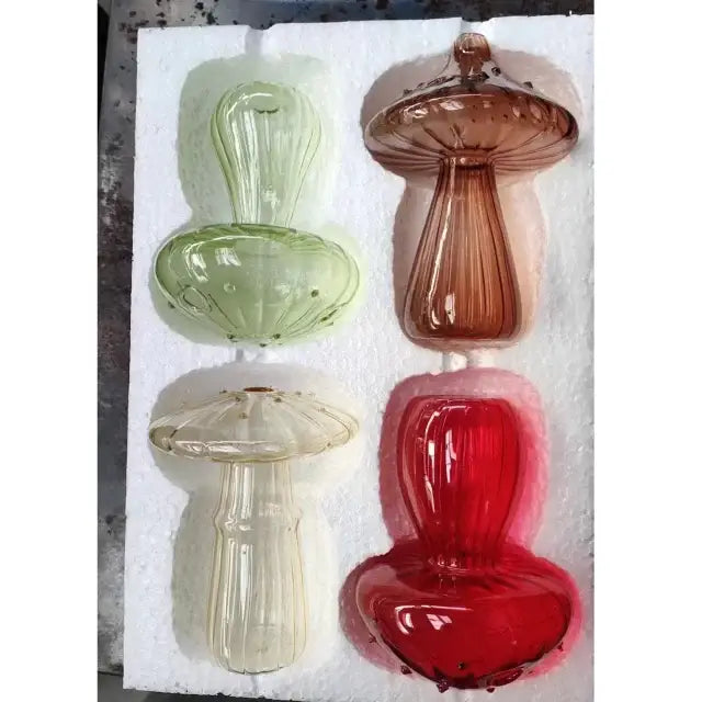 Rainbow gradient glass mushroom vase living room colorful home decor