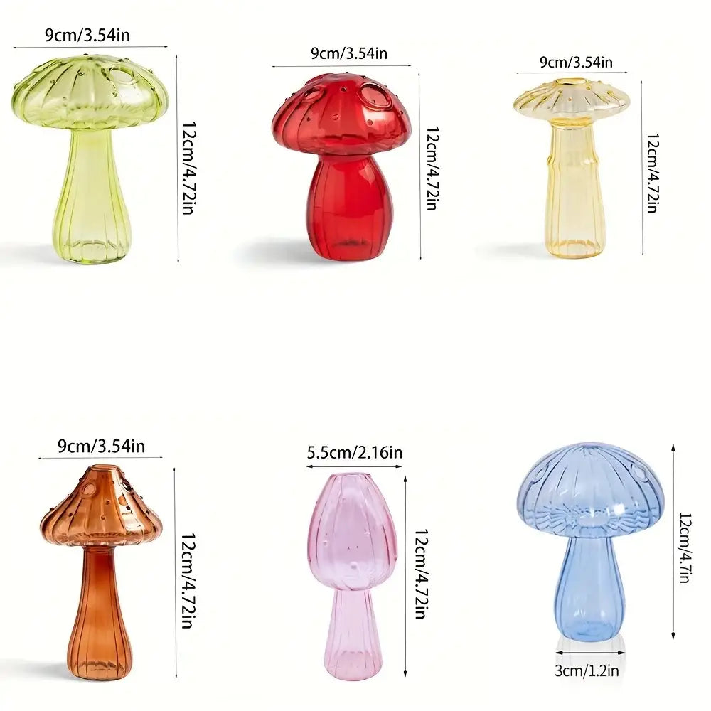 Rainbow gradient glass mushroom vase living room colorful home decor