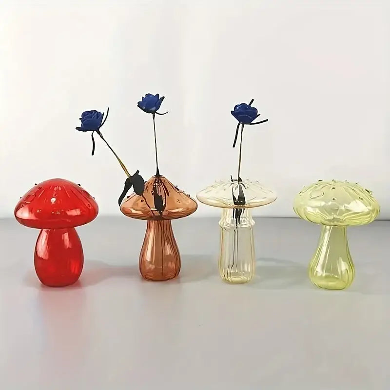 Rainbow gradient glass mushroom vase living room colorful home decor