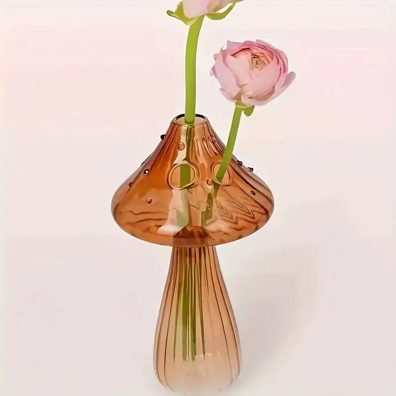 Rainbow gradient glass mushroom vase living room colorful home decor