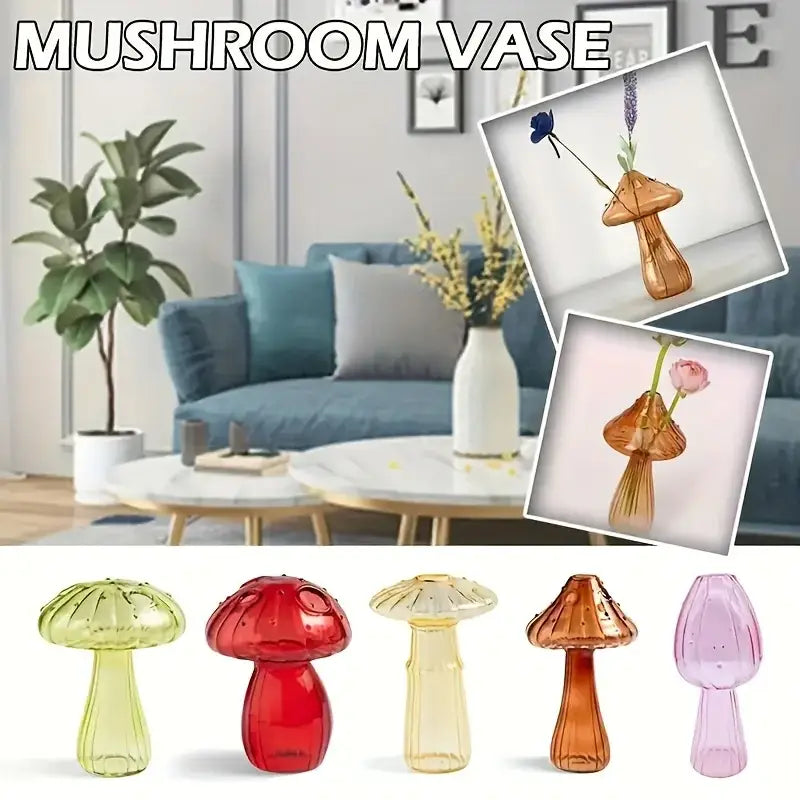 Rainbow gradient glass mushroom vase living room colorful home decor
