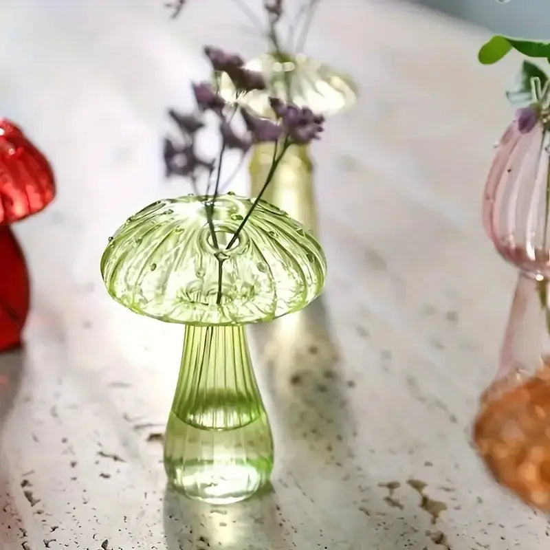 Rainbow gradient glass mushroom vase living room colorful home decor