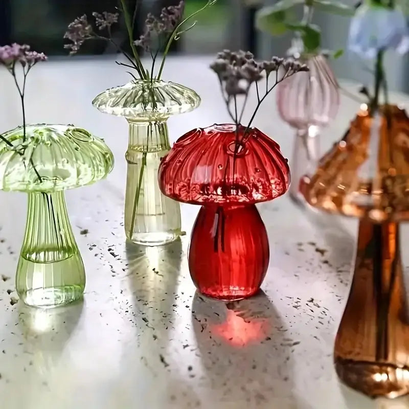 Rainbow gradient glass mushroom vase living room colorful home decor