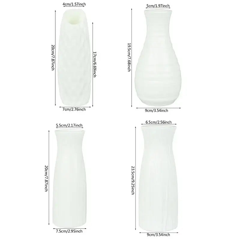 Modern pink & white faceted flower vase for living room home decor