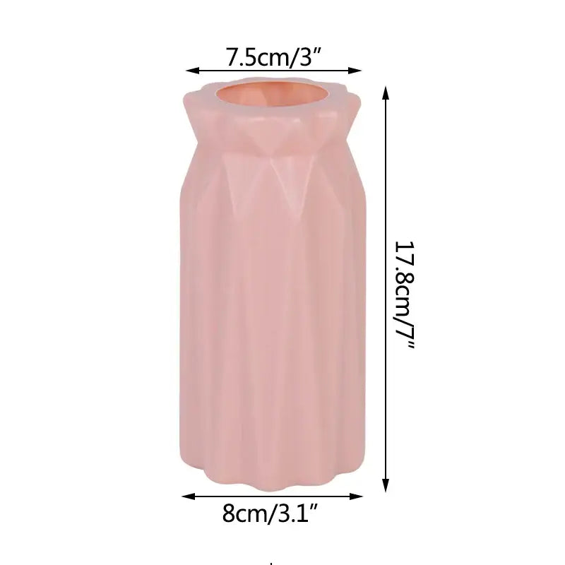 Modern pink & white faceted flower vase for living room home decor