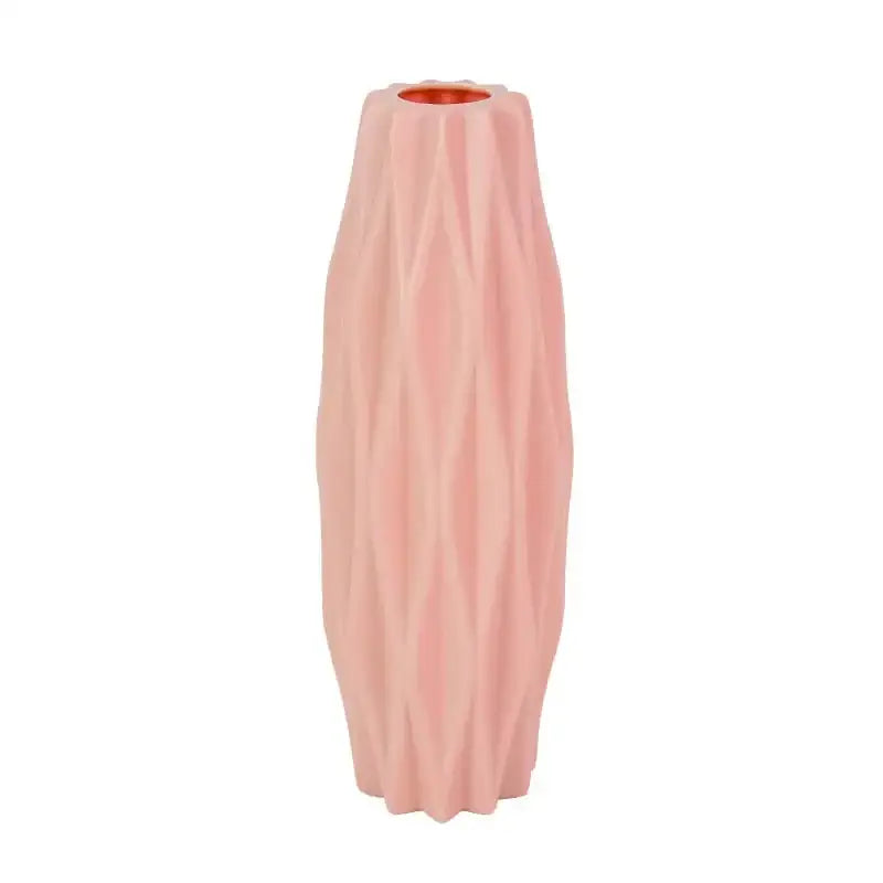 Modern pink & white faceted flower vase for living room home decor