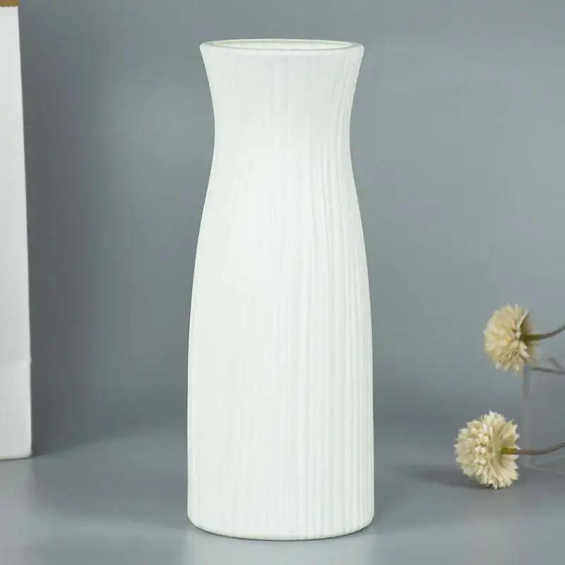 Modern pink & white faceted flower vase for living room home decor